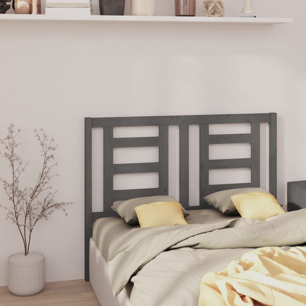 Uzglavlje za krevet sivo 126 x 4 x 100 cm od masivne borovine
