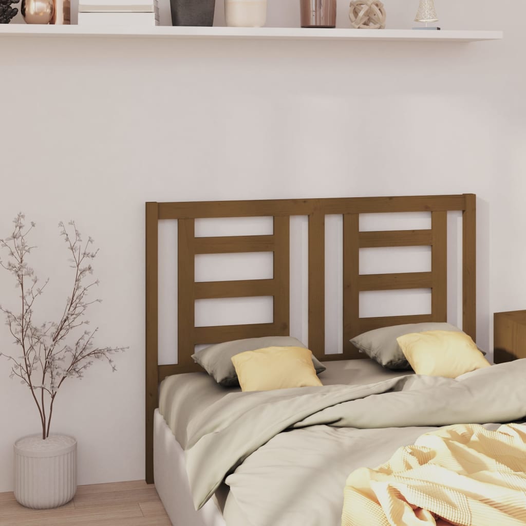 Uzglavlje za krevet boja meda 126 x 4 x 100 cm masivna borovina