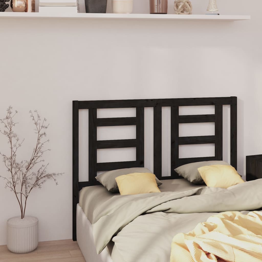 Uzglavlje za krevet crno 146 x 4 x 100 cm od masivne borovine