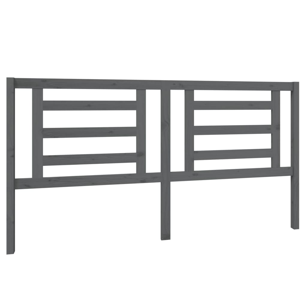 Uzglavlje za krevet sivo 186 x 4 x 100 cm od masivne borovine