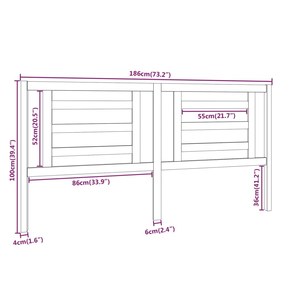 Uzglavlje za krevet boja meda 186 x 4 x 100 cm masivna borovina