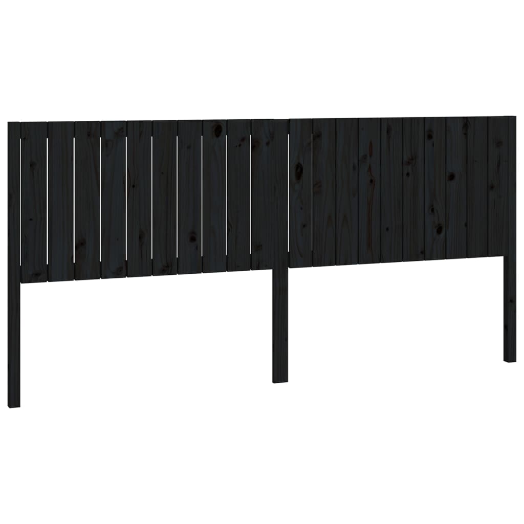 Uzglavlje za krevet crni 205,5 x 4 x 100 cm od masivne borovine