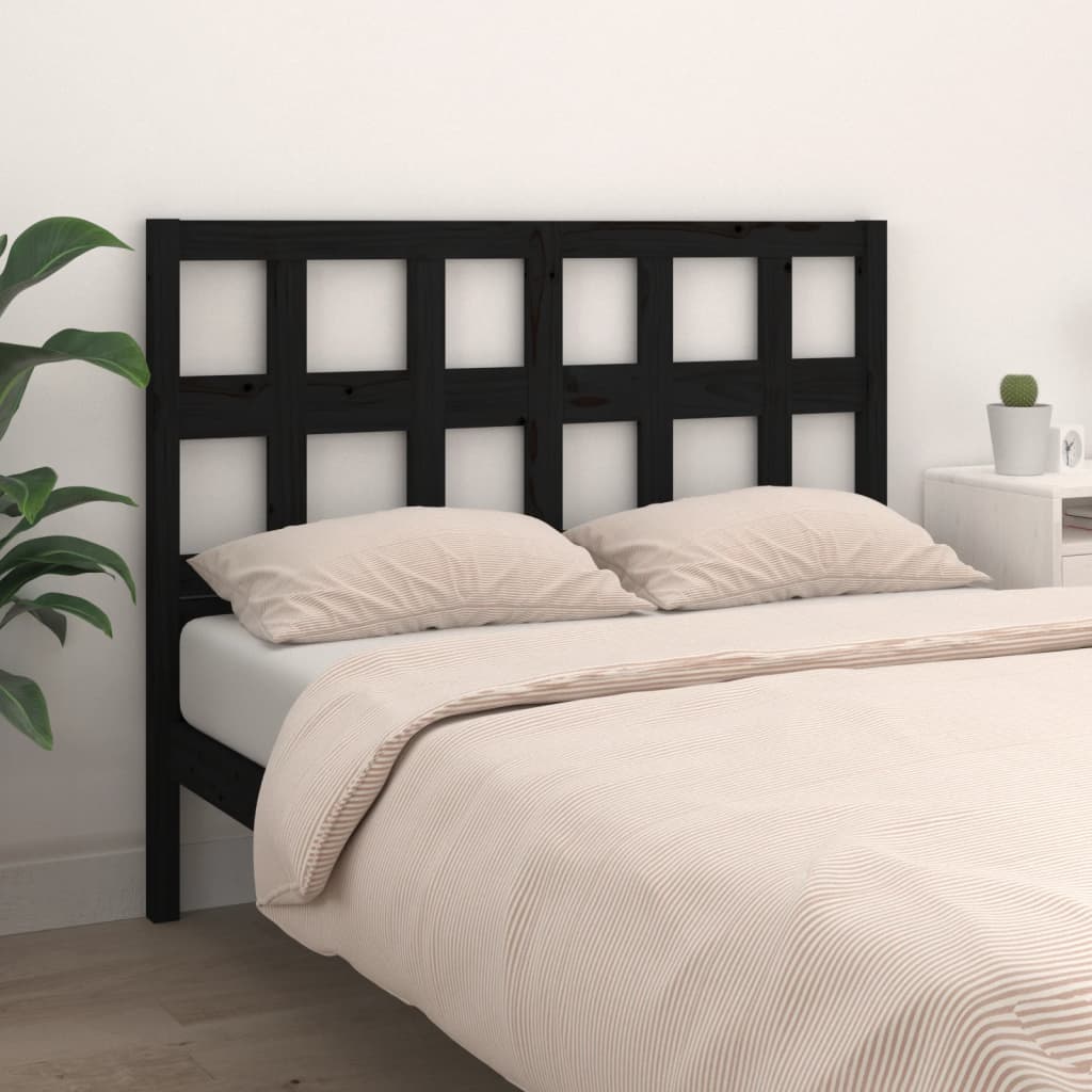Uzglavlje za krevet crni 145,5 x 4 x 100 cm od masivne borovine