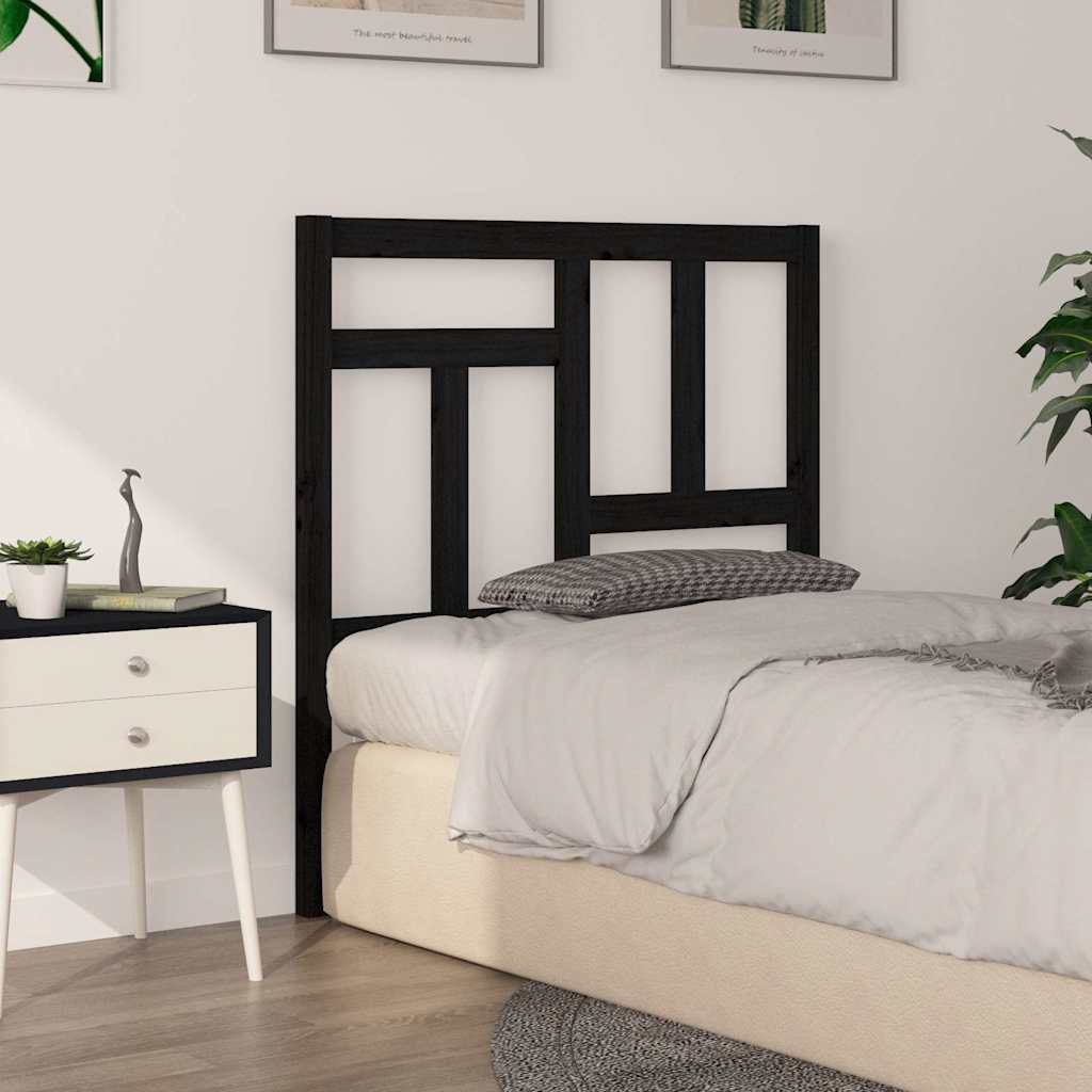 Uzglavlje za krevet crno 95,5 x 4 x 100 cm od masivne borovine