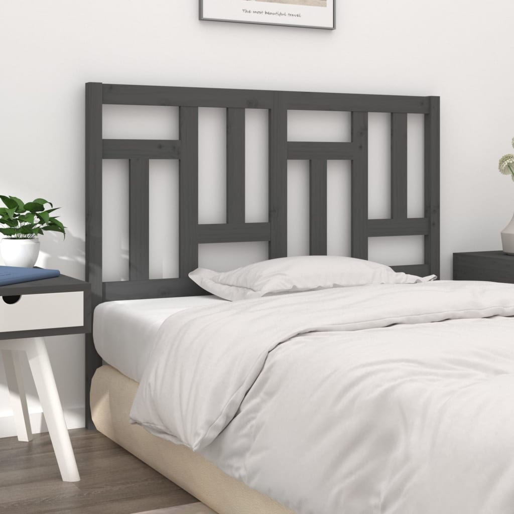 Uzglavlje za krevet sivo 125,5 x 4 x 100 cm od masivne borovine