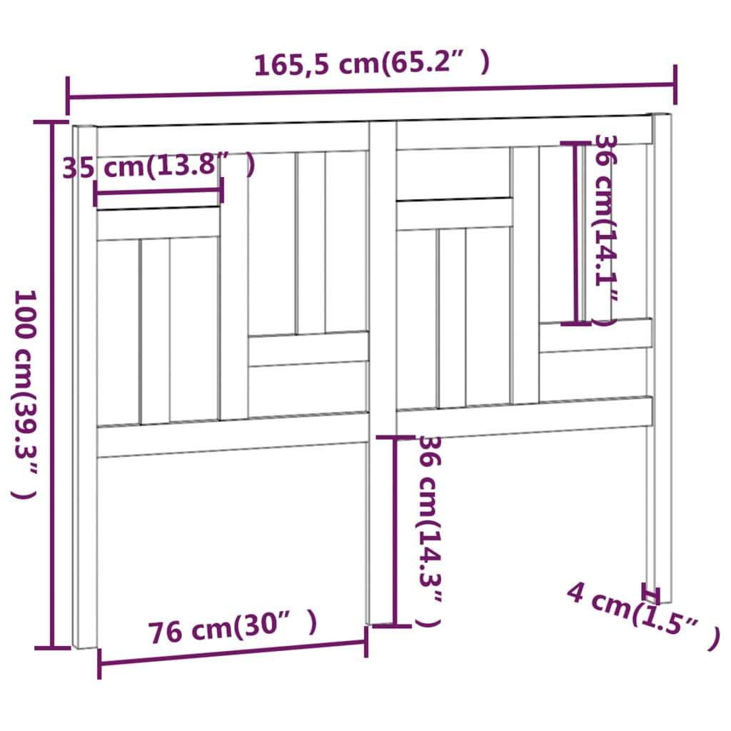 Uzglavlje za krevet 165,5 x 4 x 100 cm od masivne borovine