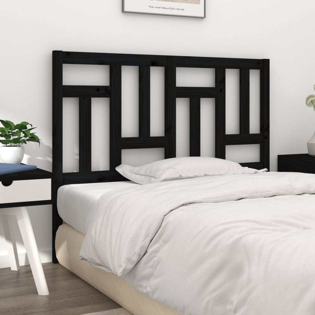 Uzglavlje za krevet crno 205,5 x 4 x 100 cm od masivne borovine