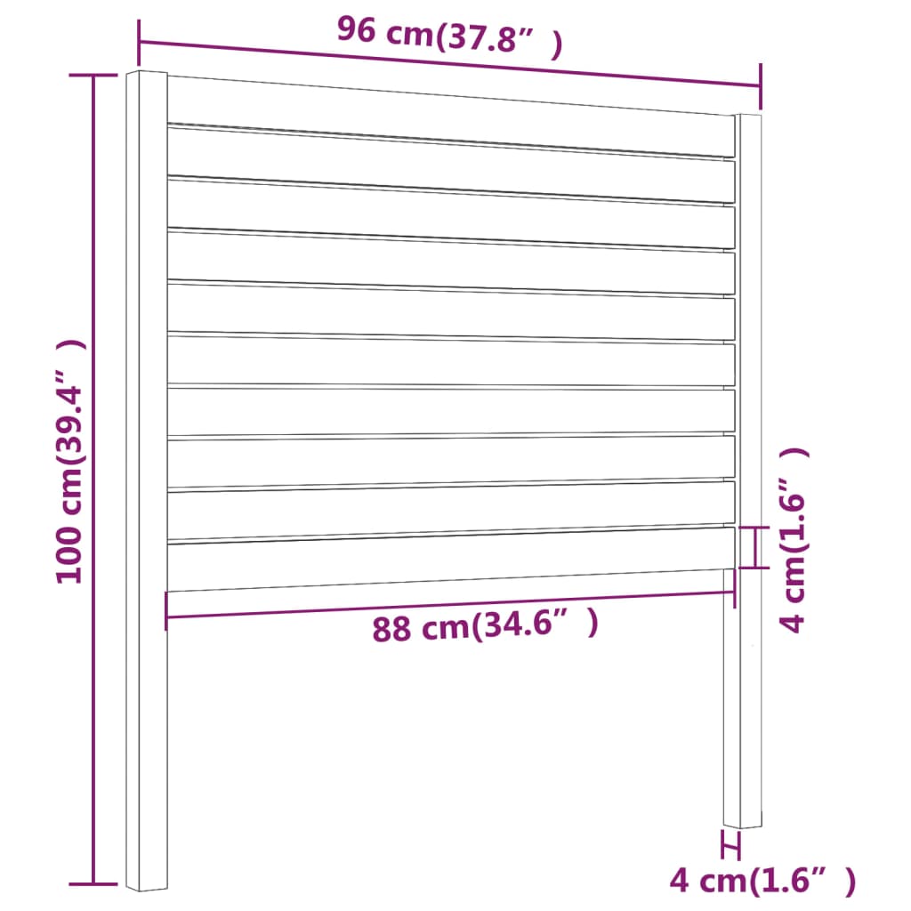 Uzglavlje za krevet crno 96 x 4 x 100 cm od masivne borovine