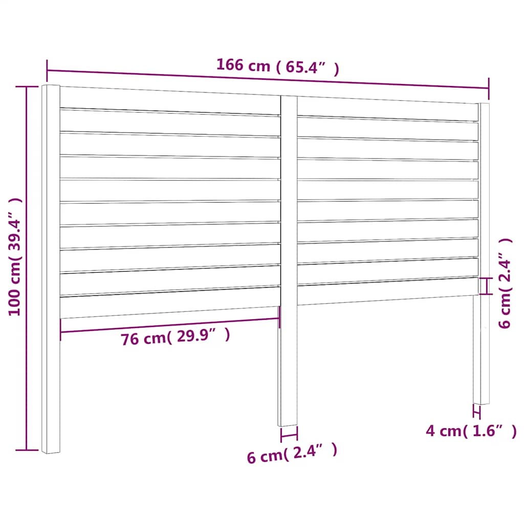 Uzglavlje za krevet bijelo 166 x 4 x 100 cm od masivne borovine