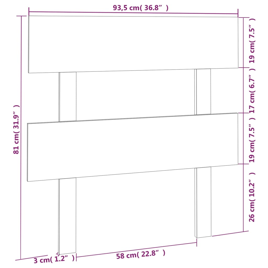 Uzglavlje za krevet sivo 93,5 x 3 x 81 cm od masivne borovine