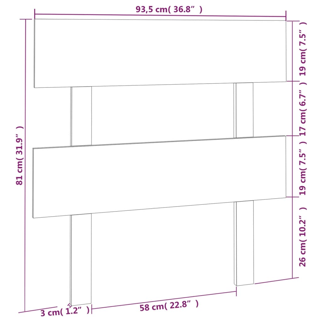 Uzglavlje za krevet boja meda 93,5 x 3 x 81 cm masivna borovina