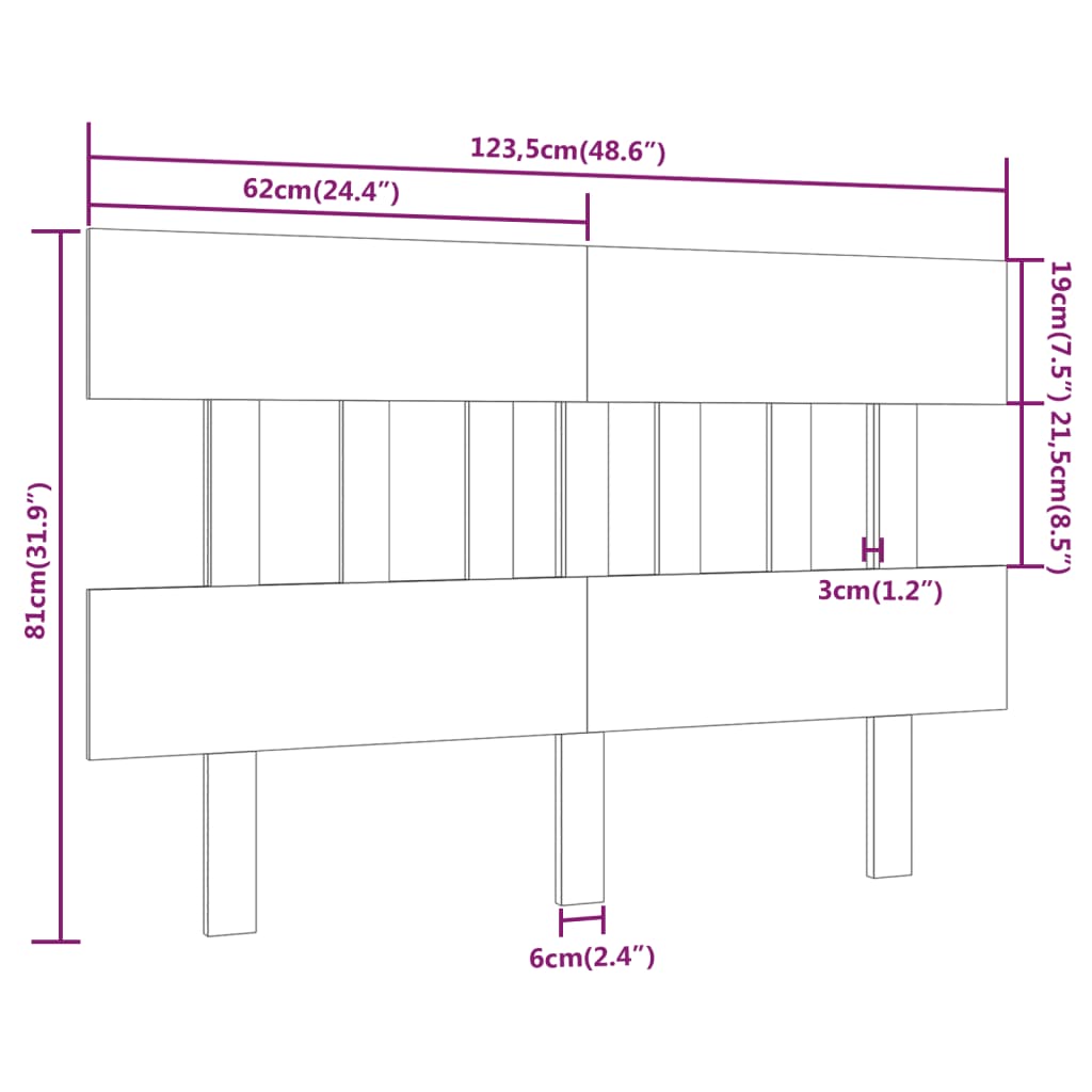 Uzglavlje za krevet boja meda 123,5x3x81 cm masivna borovina