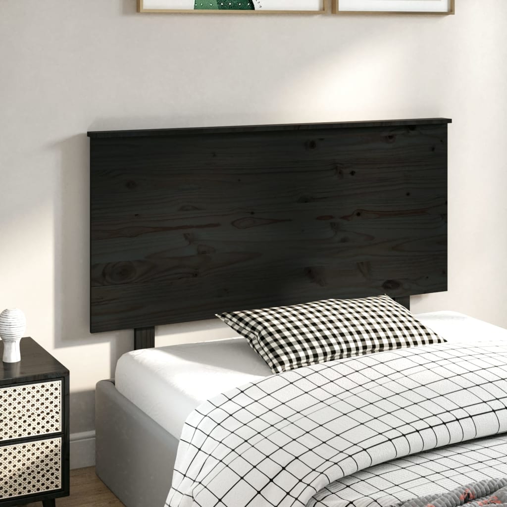 Uzglavlje za krevet crni 124 x 6 x 82,5 cm od masivne borovine