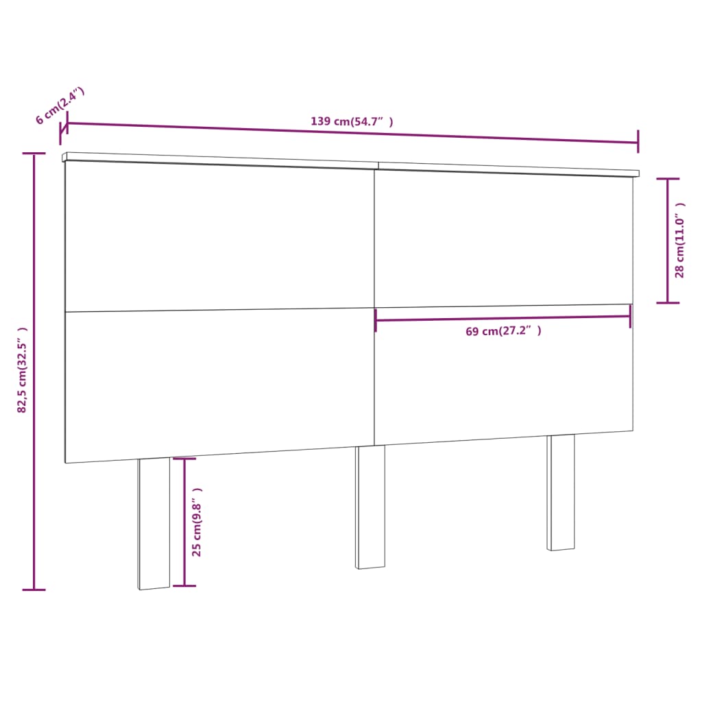 Uzglavlje za krevet boja meda 139x6x82,5 cm od masivne borovine