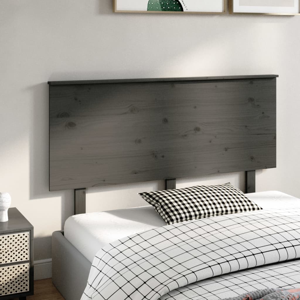 Uzglavlje za krevet sivo 144 x 6 x 82,5 cm od masivne borovine