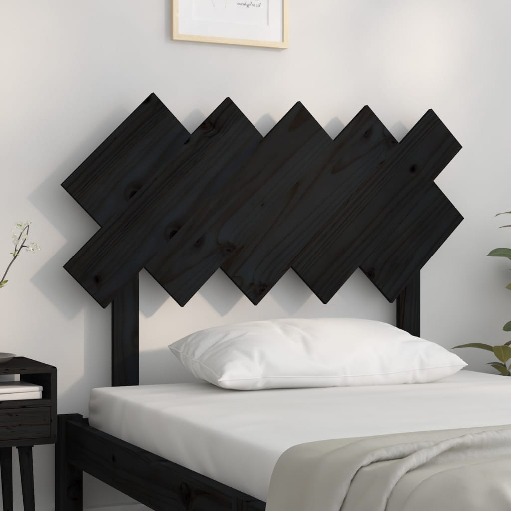 Uzglavlje za krevet crno 104 x 3 x 80,5 cm od masivne borovine