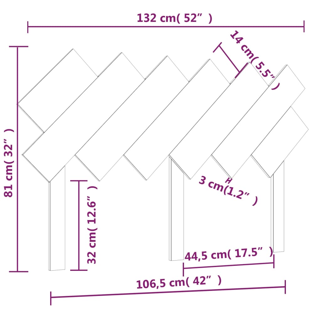 Uzglavlje za krevet Bijela 132x3x81 cm od masivne borovine
