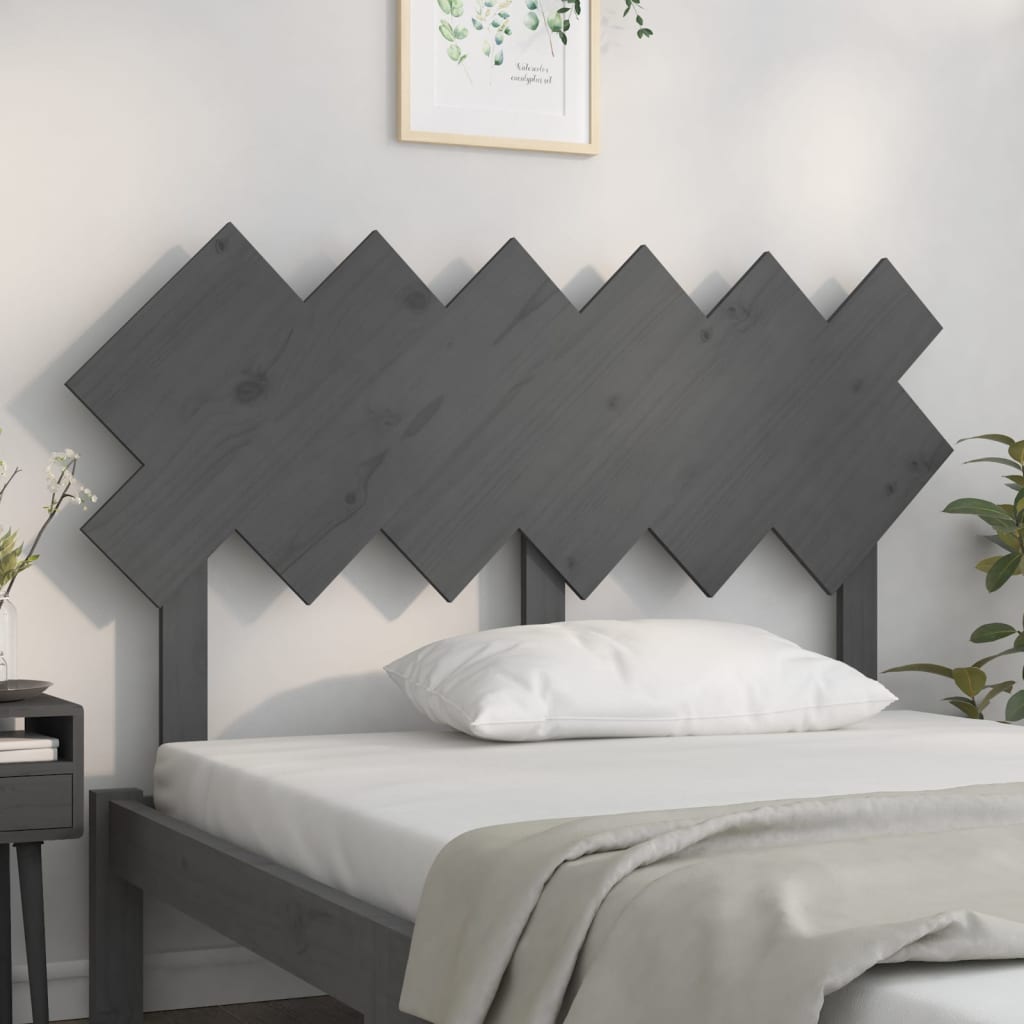 Uzglavlje za krevet sivi 132x3x81 cm od masivne borovine