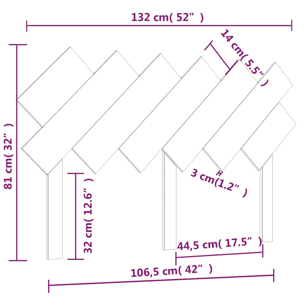Uzglavlje za krevet sivi 132x3x81 cm od masivne borovine