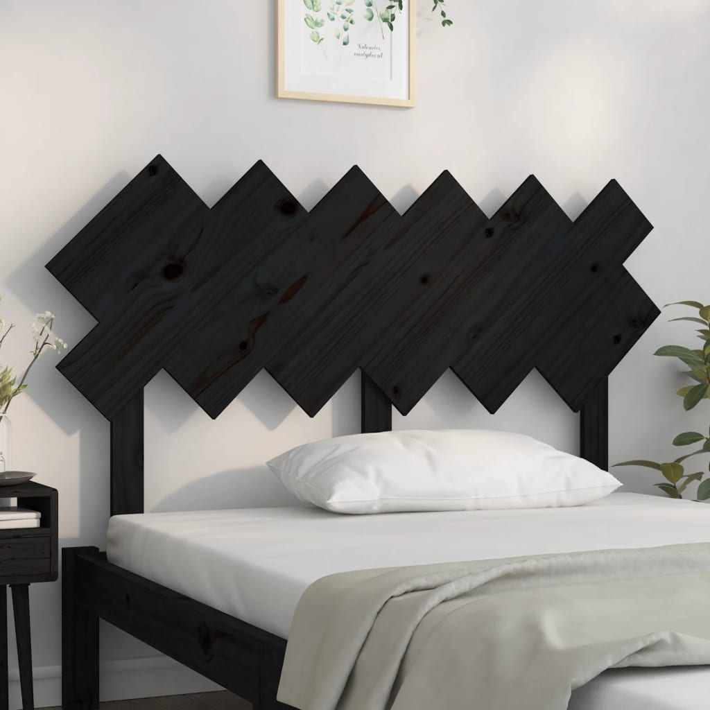 Uzglavlje za krevet Crno 132x3x81 cm od masivne borovine