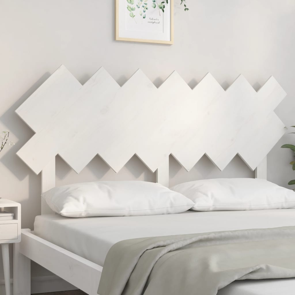 Uzglavlje za krevet Bijela 141x3x80,5 cm od masivne borovine