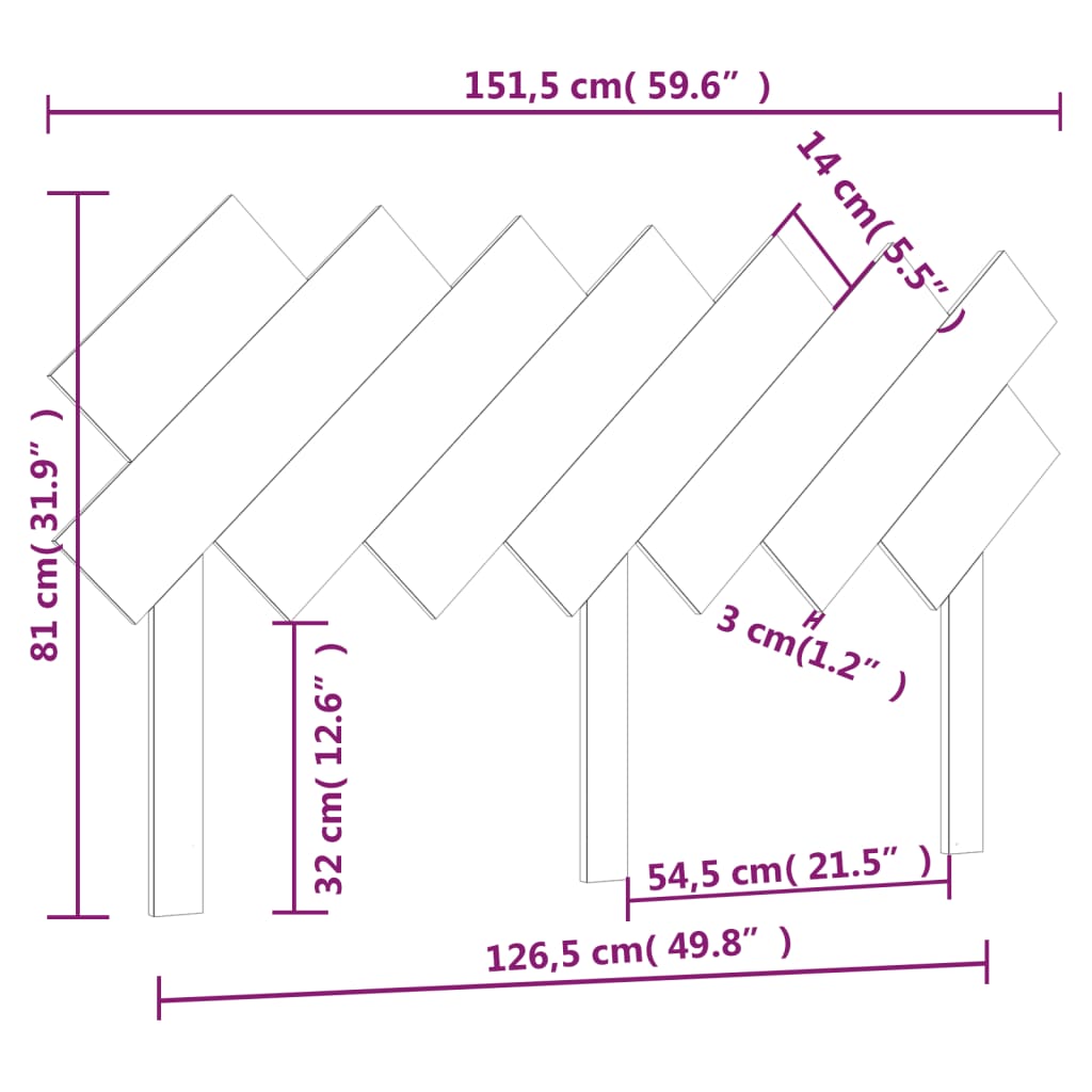 Uzglavlje za krevet sivi 151,5x3x81 cm od masivne borovine
