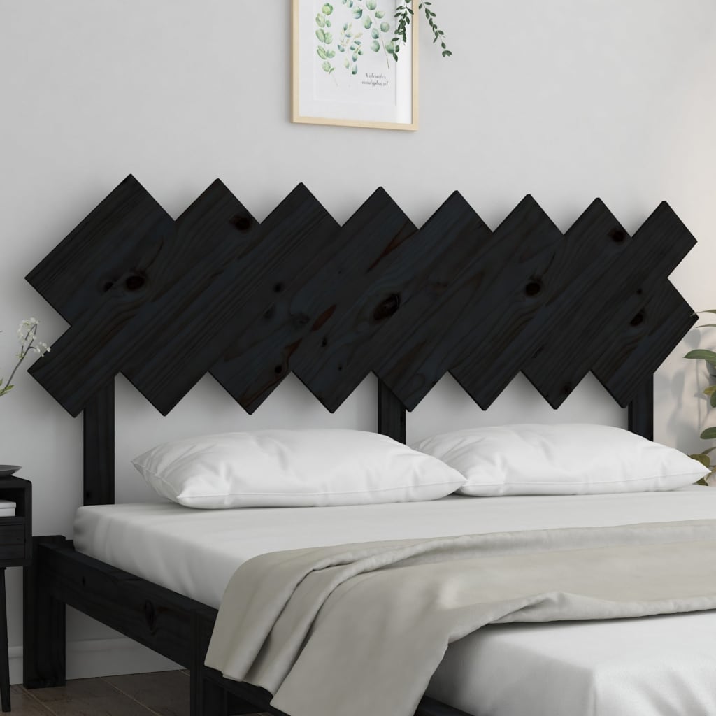 Uzglavlje za krevet Crno 159,5x3x80,5 cm od masivne borovine