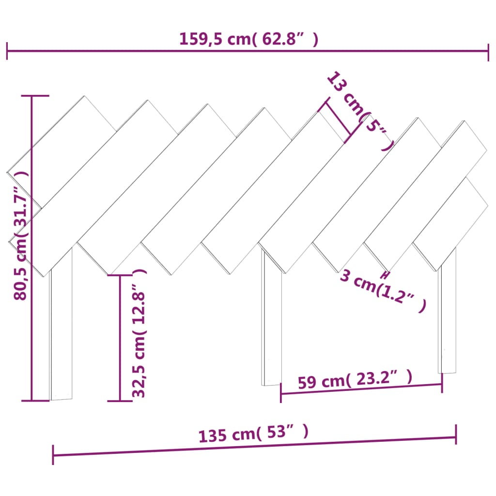 Uzglavlje za krevet Crno 159,5x3x80,5 cm od masivne borovine