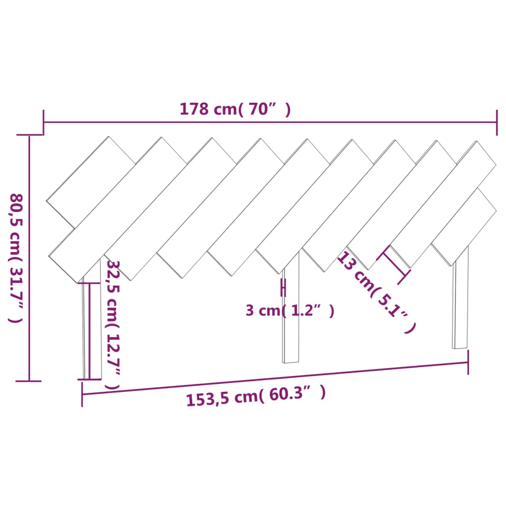 Uzglavlje za krevet Bijela 178x3x80,5 cm od masivne borovine