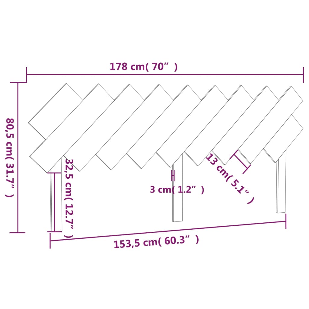 Uzglavlje za krevet sivi 178x3x80,5 cm od masivne borovine