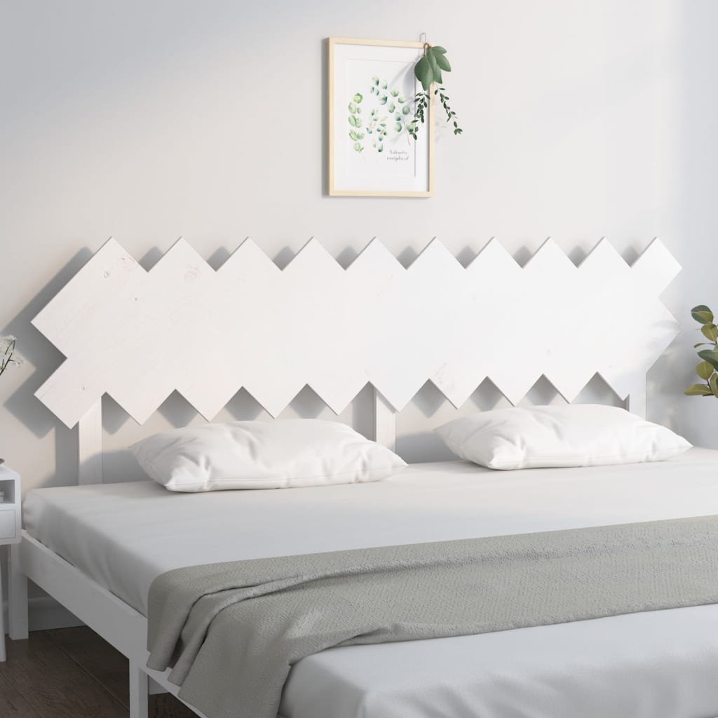 Uzglavlje za krevet Bijela 196x3x80,5 cm od masivne borovine