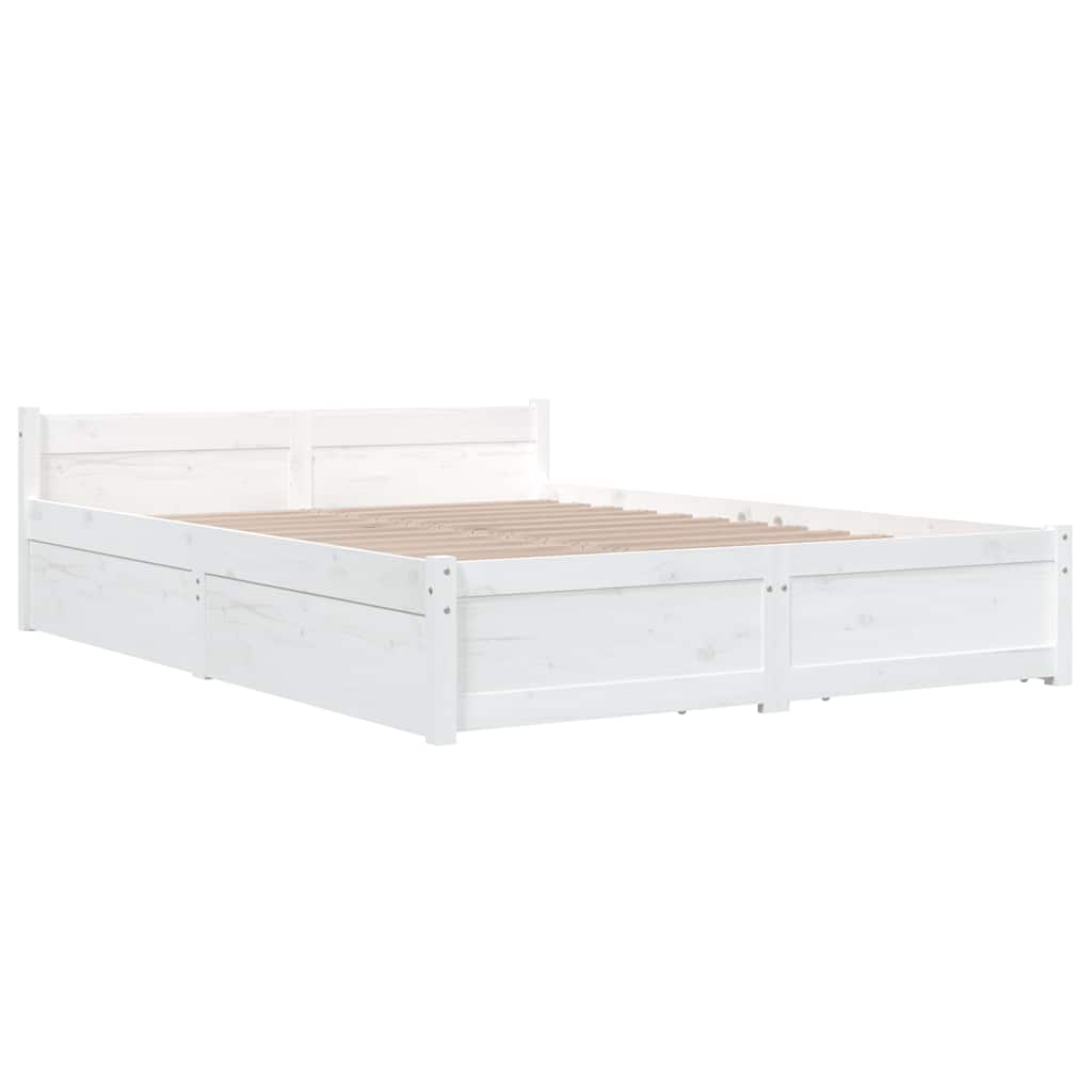 Okvir za krevet s ladicama bijeli 135 x 190 cm bračni