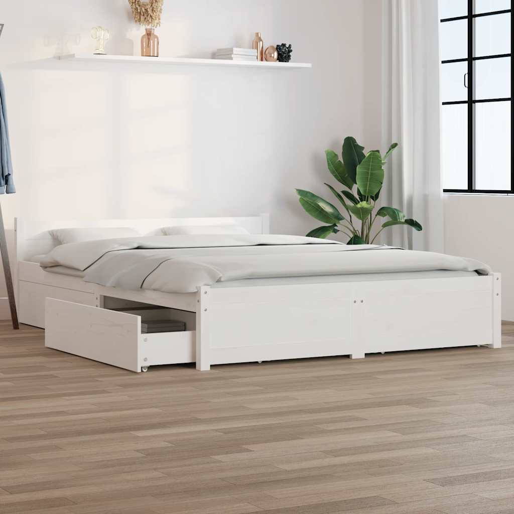 Okvir za krevet s ladicama bijeli 120 x 200 cm