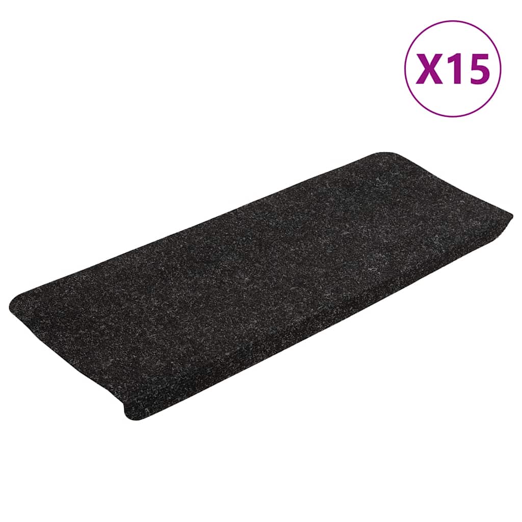 Samoljepljivi otirači za stepenice 15kom 65x24,5x3,5cm antracit