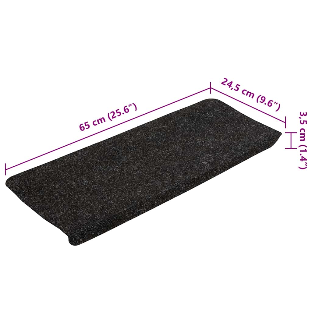 Samoljepljivi otirači za stepenice 15kom 65x24,5x3,5cm antracit