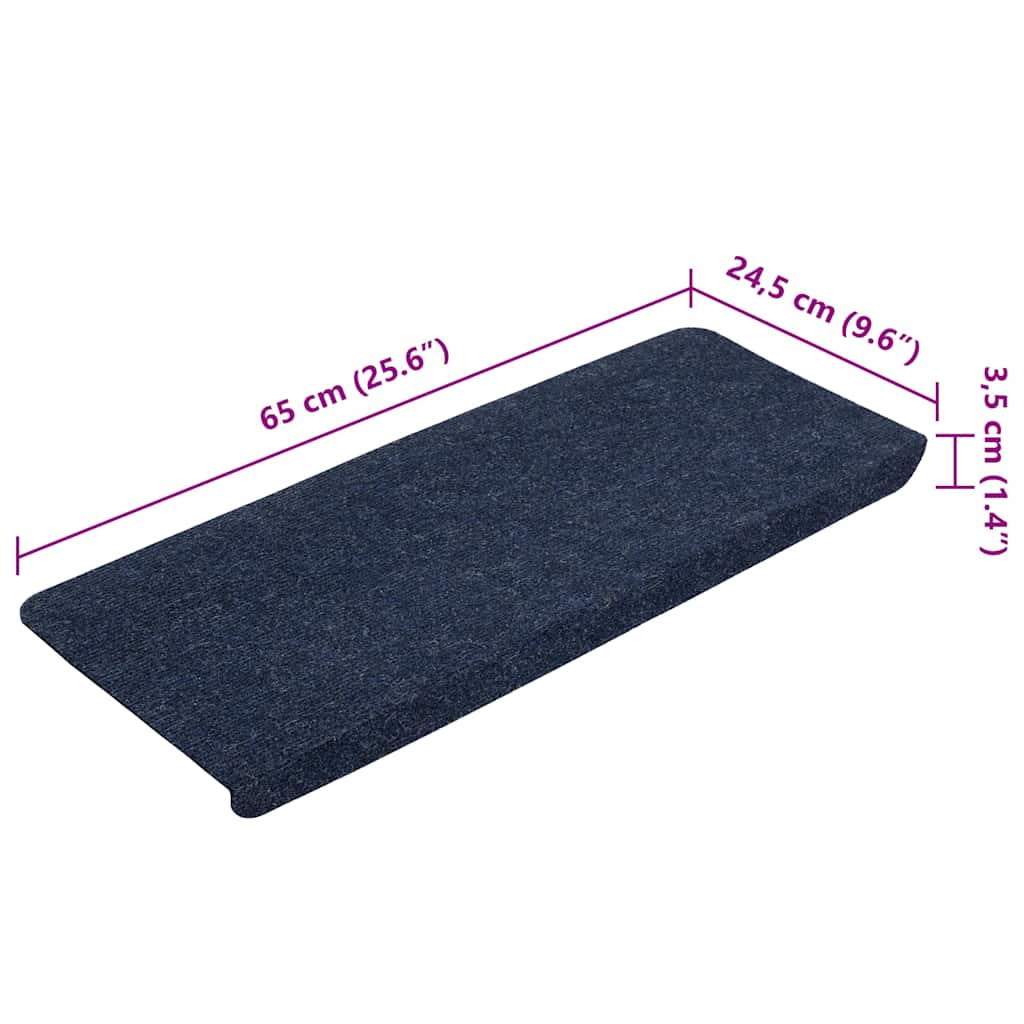 Samoljepljivi otirači za stepenice 15 kom 65x24,5x3,5 cm plavi