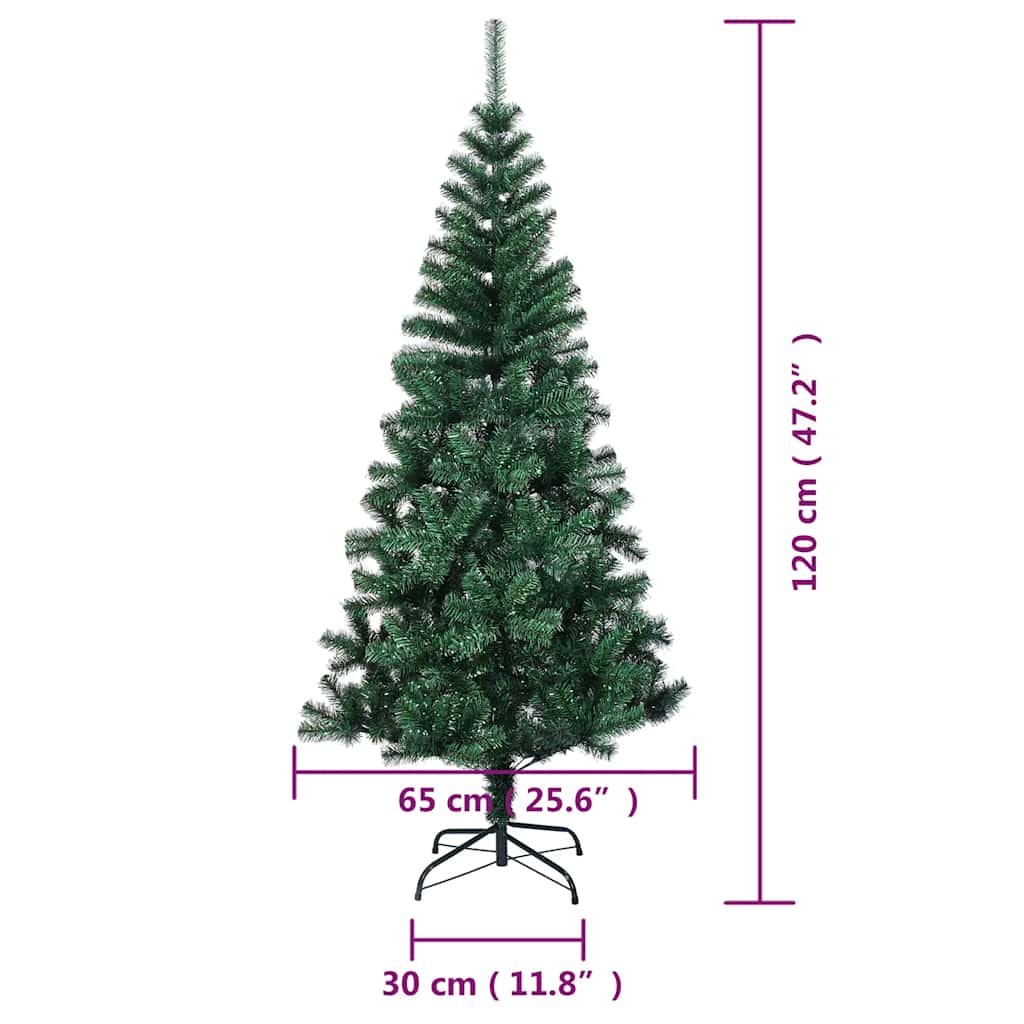 Umjetno božićno drvce s obojenim vrhovima zeleno 120 cm PVC