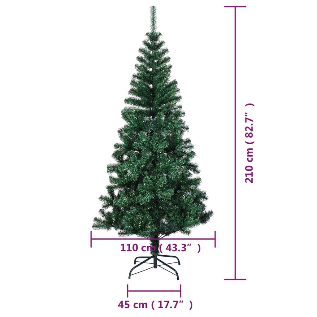 Umjetno božićno drvce s obojenim vrhovima zeleno 210 cm PVC