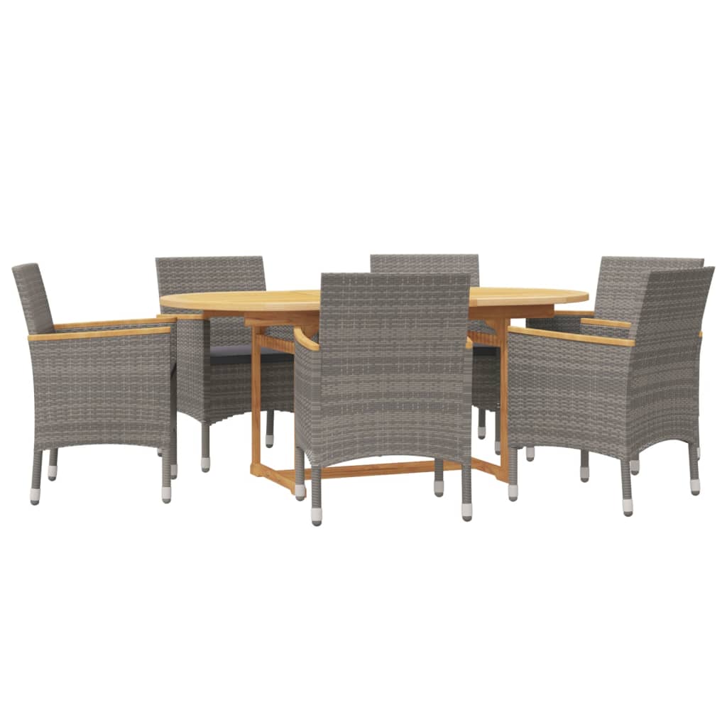 7-dijelni vrtni blagovaonski set s jastucima sivi