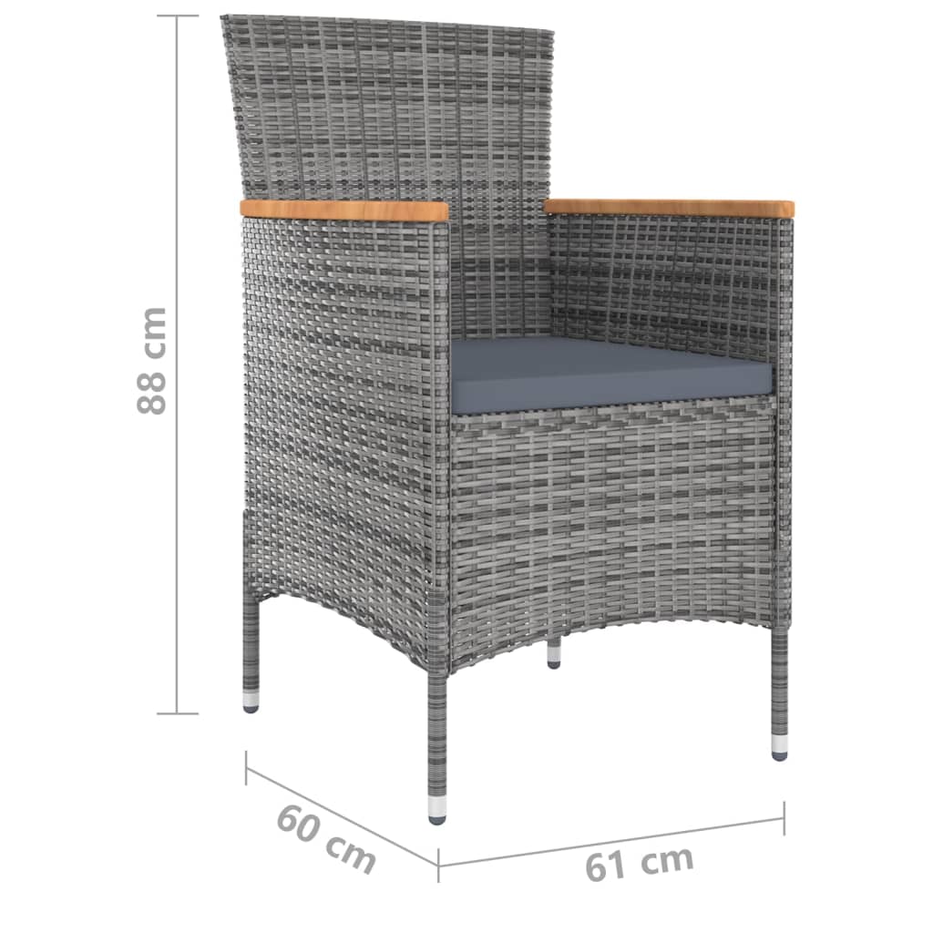 11-dijelni vrtni blagovaonski set s jastucima sivi