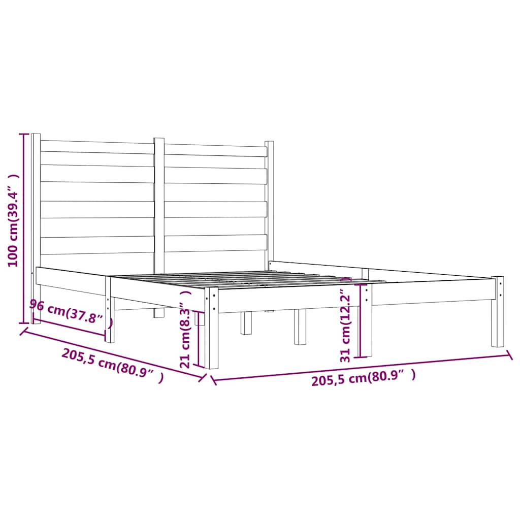 Okvir za krevet od masivne borovine boja meda 200 x 200 cm