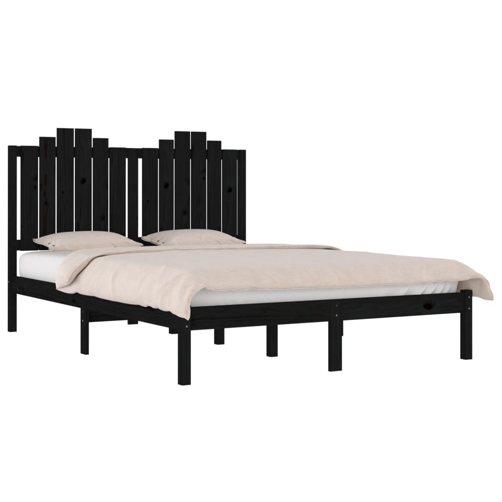 Okvir za krevet od masivne borovine crni 140 x 190 cm