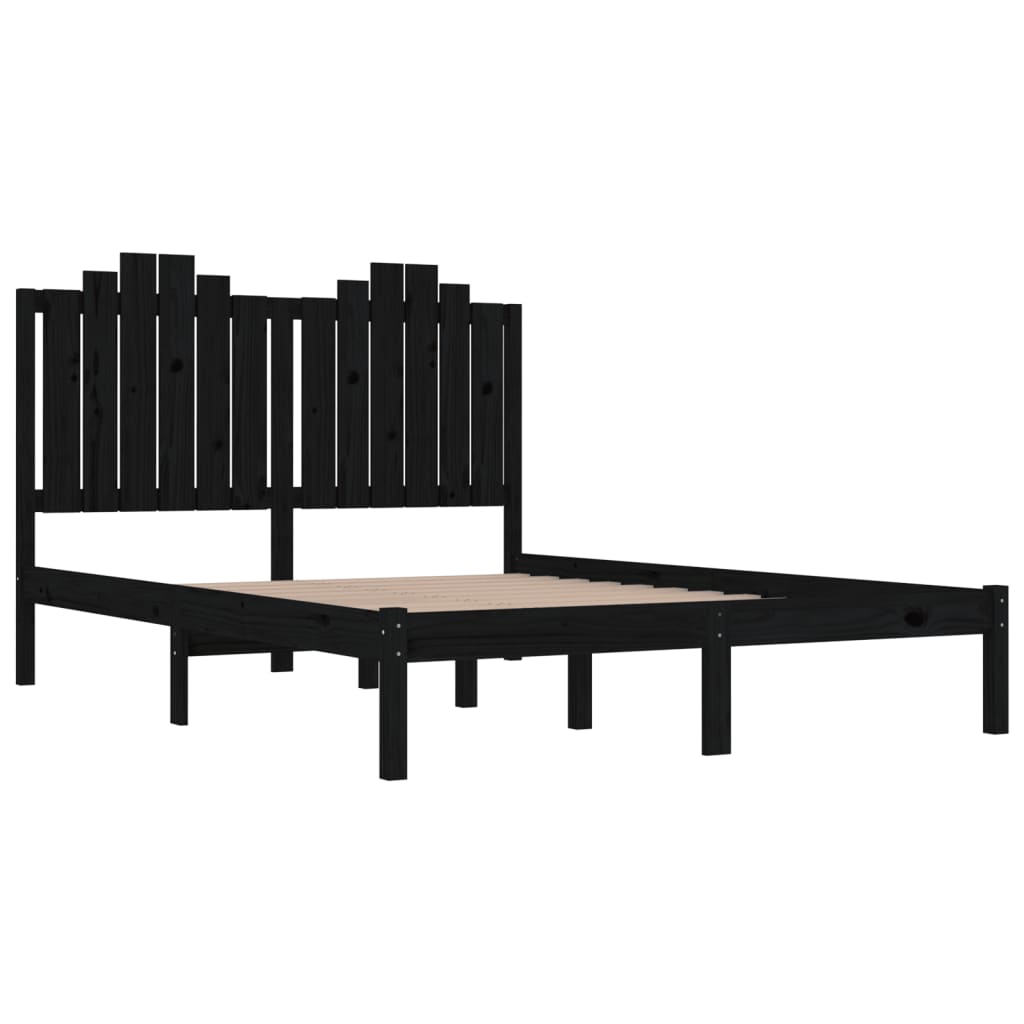 Okvir za krevet od masivne borovine crni 140 x 190 cm