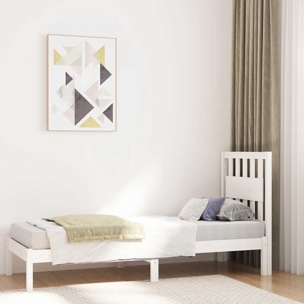 Okvir za krevet od borovine bijeli 75x190 cm jednokrevetni