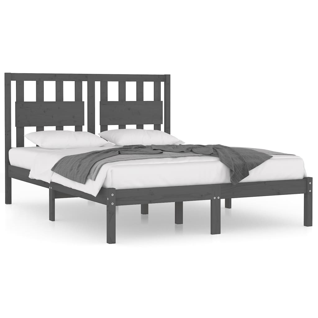 Okvir za krevet od masivne borovine sivi 200 x 200 cm