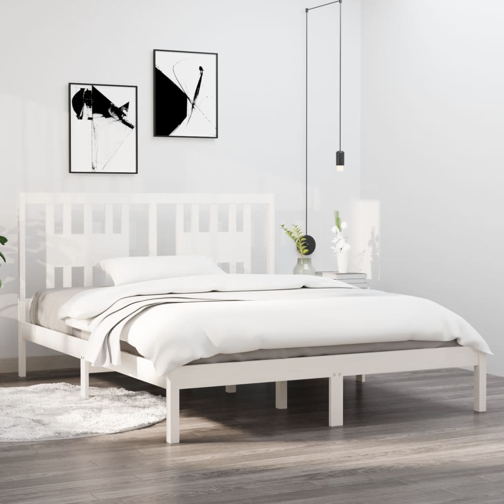 Okvir za krevet od masivne borovine bijeli 140 x 200 cm