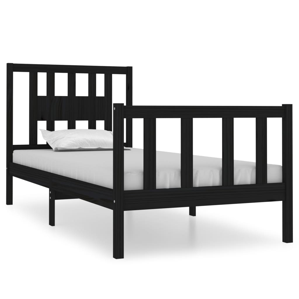 Okvir za krevet od masivnog drva crni 75 x 190 cm mali