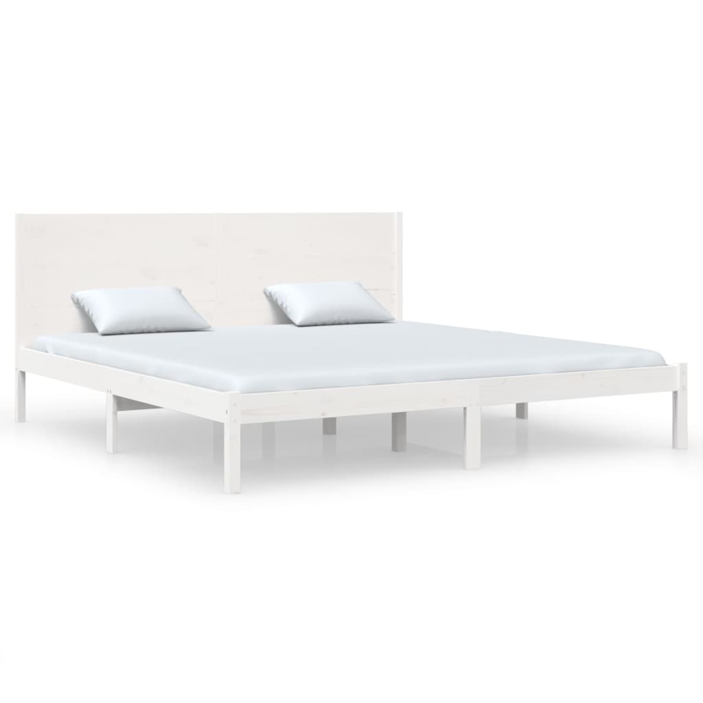 Okvir za krevet od masivnog drva bijeli 180 x 200 cm veliki