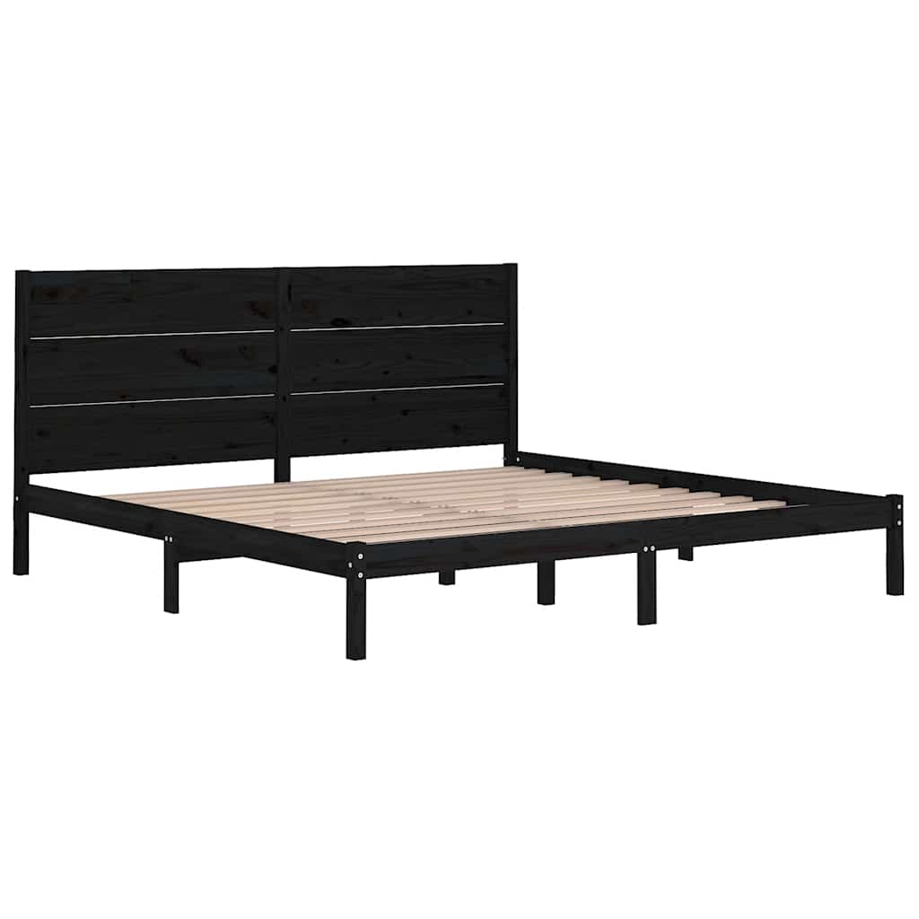 Okvir za krevet od masivne borovine crni 200 x 200 cm
