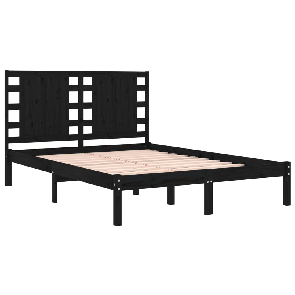 Okvir za krevet od masivne borovine crni 140 x 190 cm